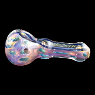 3.5" Iridescent Dotted Dicro Art Wide Neck Spoon Hand Pipe - 2 Pack - A