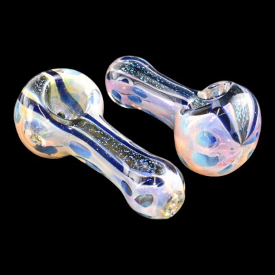 3.5" Iridescent Dotted Dicro Art Spoon Hand Pipe - 2 Pack - C