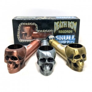 Death Row Records 3 Inch Metal Skull Hitter Hand Pipe