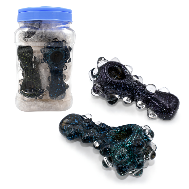 3.5" Fully Dichro Art Multi Marble Glass Hand Pipe – 5ct Jar – Assorted Colors