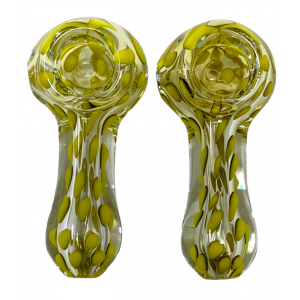 2.5" Assorted Colors Silver Fumed Dot Art Hand Pipe (Pack of 2) - [GSK01]