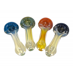 3" Frit Head & Silver Fumed  Art Hand Pipes - (Pack Of 5) [GWRKP110]
