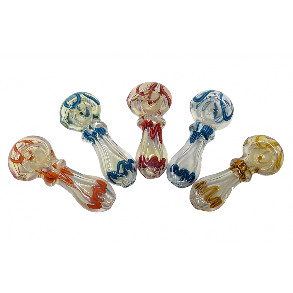3" Rod & Silver Fumed Single Rim Art Hand Pipes - (Pack Of 5) [GWRKP117]