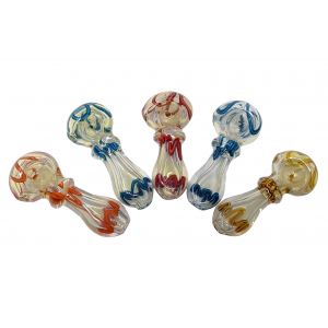 3" Rod & Silver Fumed Single Rim Art Hand Pipes - (Pack Of 5) [GWRKP117]