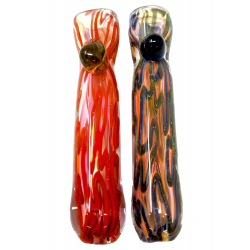 3.5" Gold Fumed Squiggly Line Marble Chillum Hand Pipe (Pack of 2) - [GWRKP139]