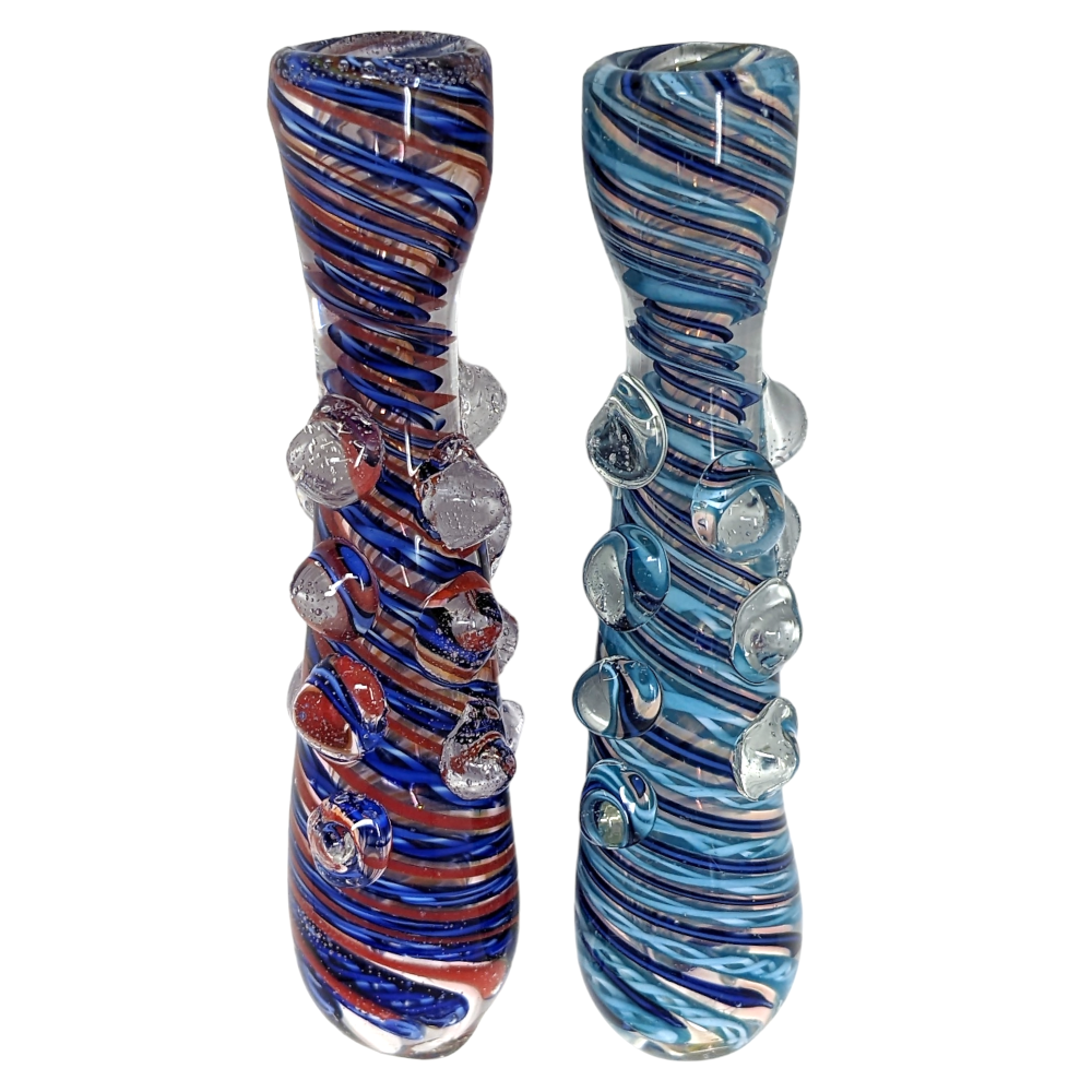 3.5" Spiral Line Multi Marble Chillum Hand Pipe (Pack of 2) - [GWRKP140]