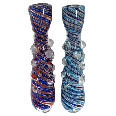 3.5" Spiral Line Multi Marble Chillum Hand Pipe (Pack of 2) - [GWRKP140]