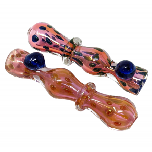 3" Gold Fumed Dicro Dot Double Bubble Chillum Hand Pipe (Pack of 2) - [GWRKP143]
