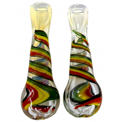 3.5" Silver Fumed Spiral Line Flat Mouth Chillum Hand Pipe (Pack of 2) - [GWRKP145]
