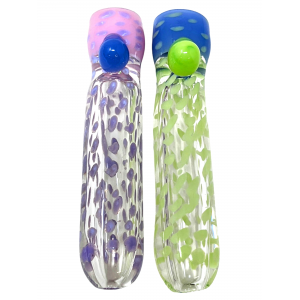 3.5" Dual Slyme Color Frit Dot Art Chillum Hand Pipe (Pack of 2) - [GWRKP147]