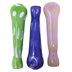 Faded Slyme Polka Dot Flat Mouth Chillum Hand Pipe - (Pack of 3) [GWRKP29]