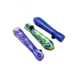 Assorted Slyme Glowing Swirl Chillum Hand Pipe - (Pack of 3) [GWRKP30]