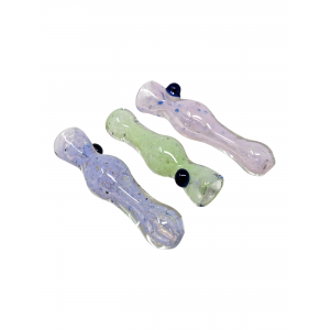 3.2" Assorted Slyme Frit Bubble Body Chillum Hand Pipe - (Pack of 3) [GWRKP33]
