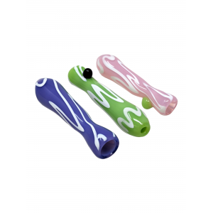 3'' Slyme with White Swirly Curve Chillum Hand Pipe - (Pack of 3) [GWRKP4]