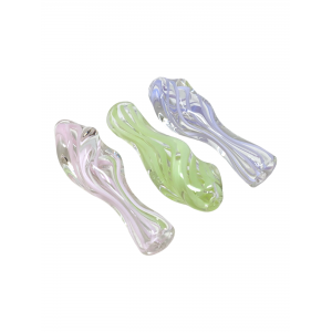 3" Slyme Line Clear Twisted Body Chillum Hand Pipe - (Pack of 3) [GWRKP64]
