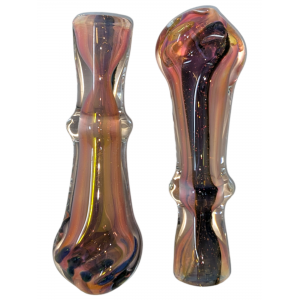 3'' Gold Fumed Galaxy Stripe Twist Mouth Chillum Hand Pipe - (Pack of 2) [GWRKP9]