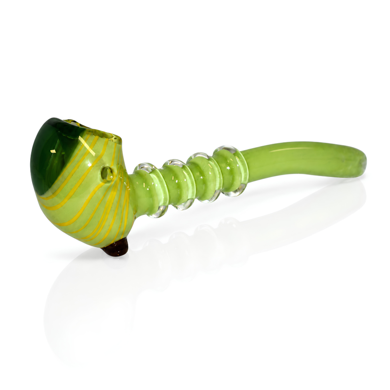 7" Frit Rim Art Premium Glass Sherlock Hand Pipe