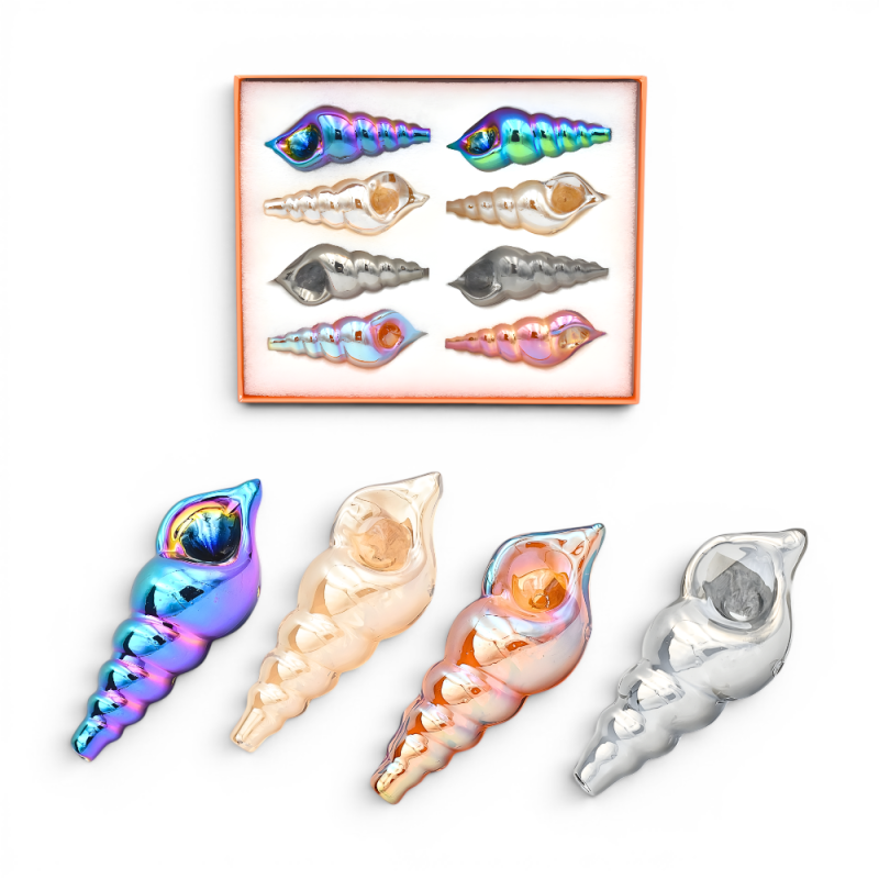 Apex Electroplated Seashell Hand Pipe – 8ct Display