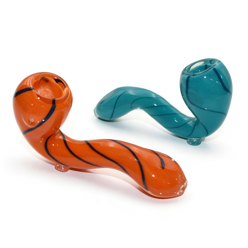 4.5" Frit Stripe Art Sherlock Pipe – 2ct Pack