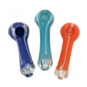 4" Frit Twisted Rod Art Hand Pipe Assorted Colors [ISP354]