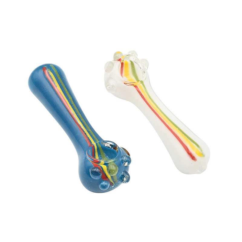 4.5" Rasta Stripe Frit Art Spoon Pipe – 2ct Pack