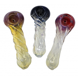 4" Frit Head R4 Swirl Art Hand Pipe Assorted Colors [ISP509]