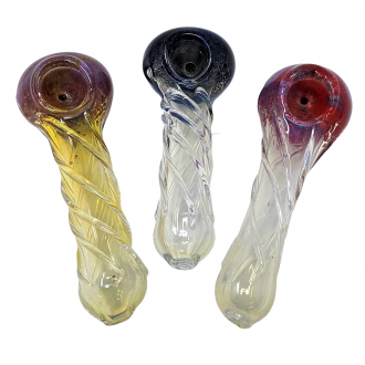 4" Frit Head R4 Swirl Art Hand Pipe Assorted Colors [ISP509]