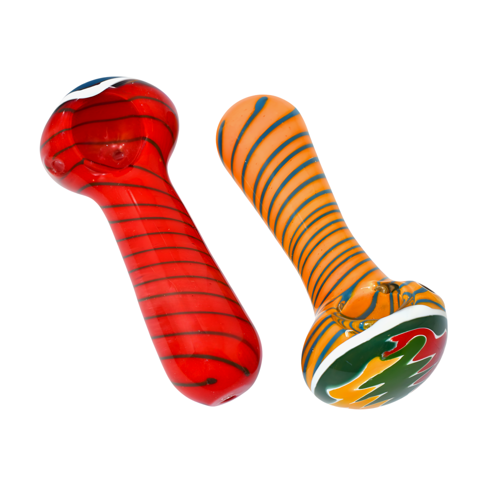 4 inch frit art reversible wig wag glass hand pipe 2ct pack