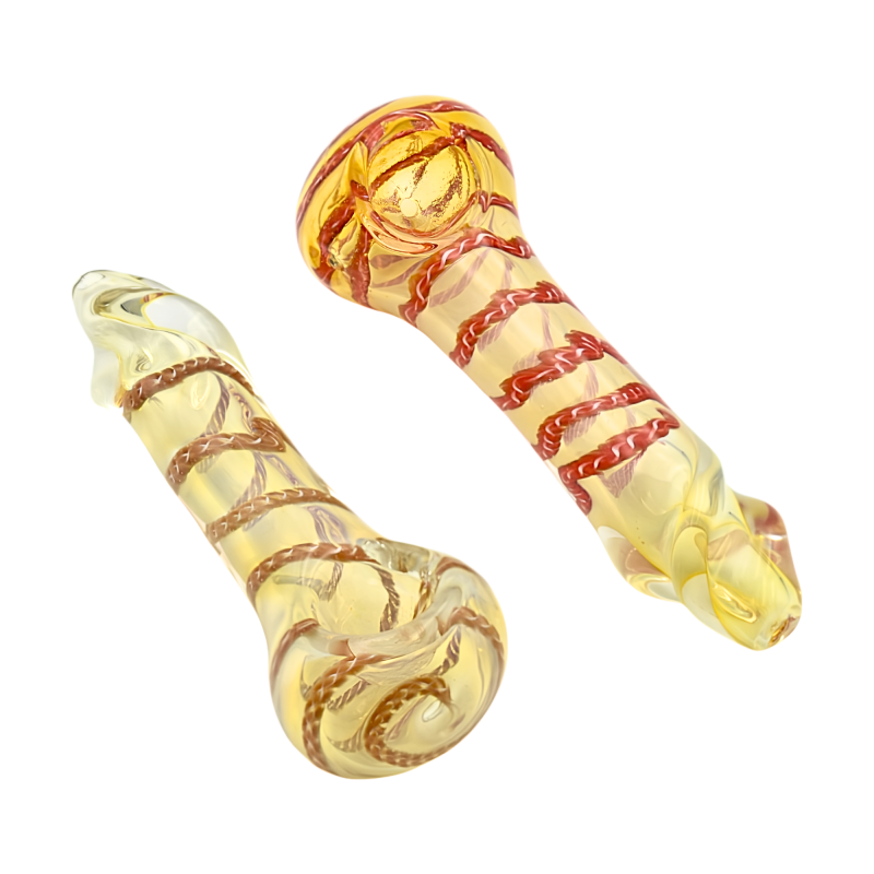4.5" Gold Fumed Spiral Art Twisted Mouth Spoon Pipe