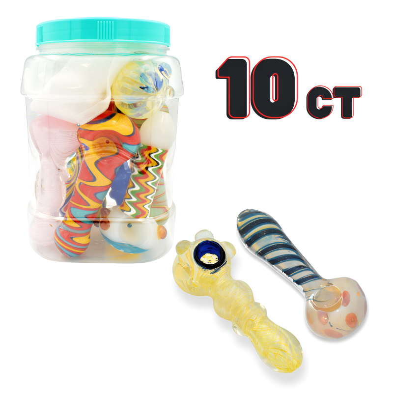 4" Color Tubing Reversible Wig-Wag Hand Pipe – 10ct Jar
