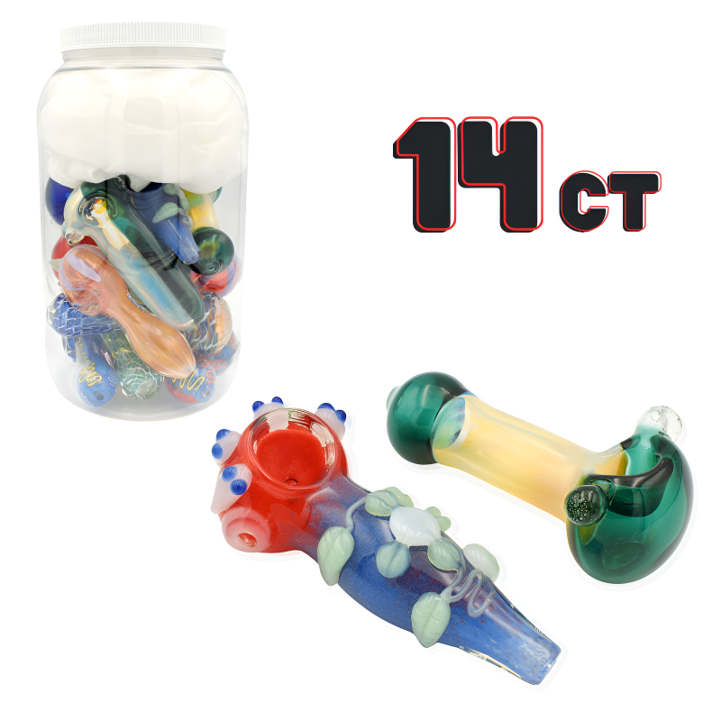 4.5" Glassblowing Pattern Premium Hand Pipe – 14ct Jar