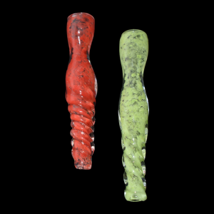 3 Inch Straight Twisted Art Glass Chillum – 2 Pack