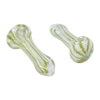 3.5" Silver Fumed Line Art Glass Hand Pipe – Single Rim (2ct Pack)