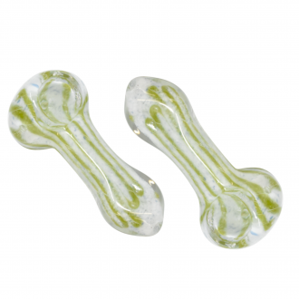 3.5" Silver Fumed Line Art Glass Hand Pipe – Single Rim (2ct Pack)