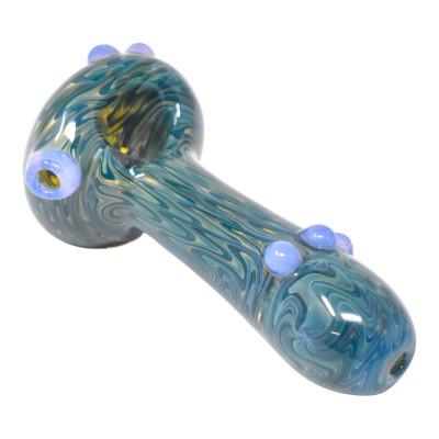 4" Wig Wag Art Dicro Spoon Multi Marble Hand Pipe - [KK01]