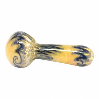 4" Gold Fumed Wig Wag Art Spoon Hand Pipe - [KK02]