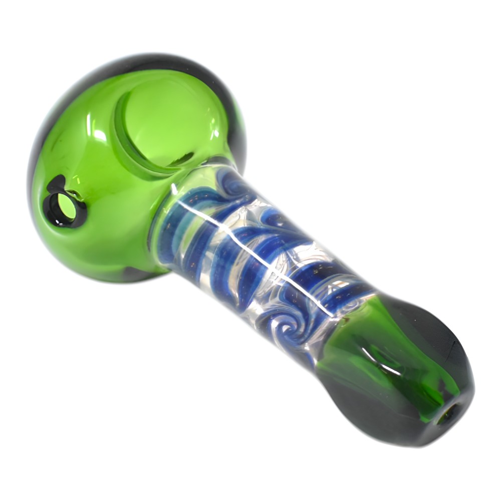 3.5 Inch Midnight Wig Wag Dicro Spoon Hand Pipe with Color Tube Joint