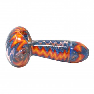 4" Vibrant WigWag Art Spoon Hand Pipe - [KK05]