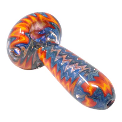 4" Vibrant WigWag Art Spoon Hand Pipe - [KK05]