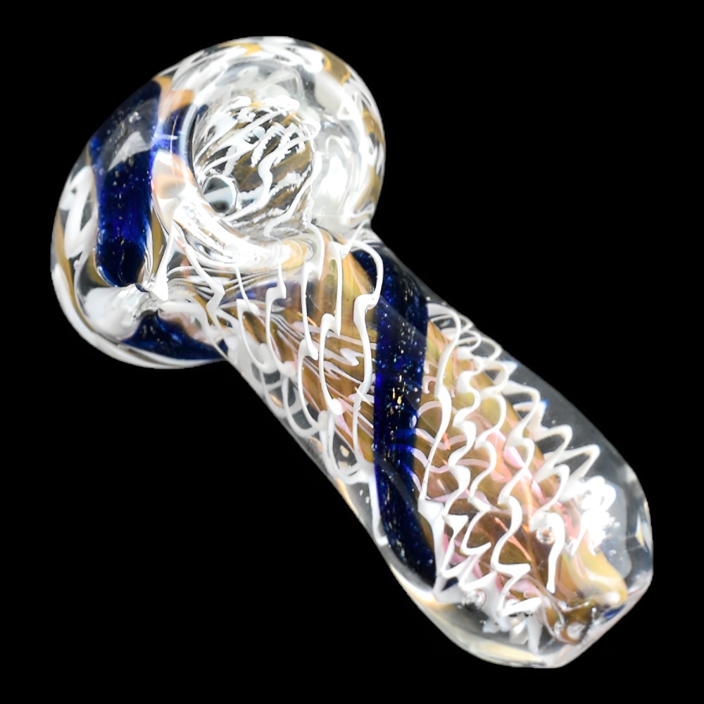 2.5 Inch Gold Fumed Twisted Dicro Art Glass Hand Pipe