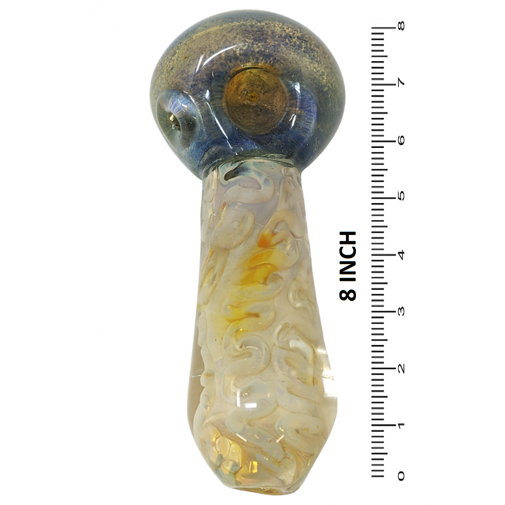 8" Silver Fumed Spiral Art Jumbo Hand Pipe - [KP04]