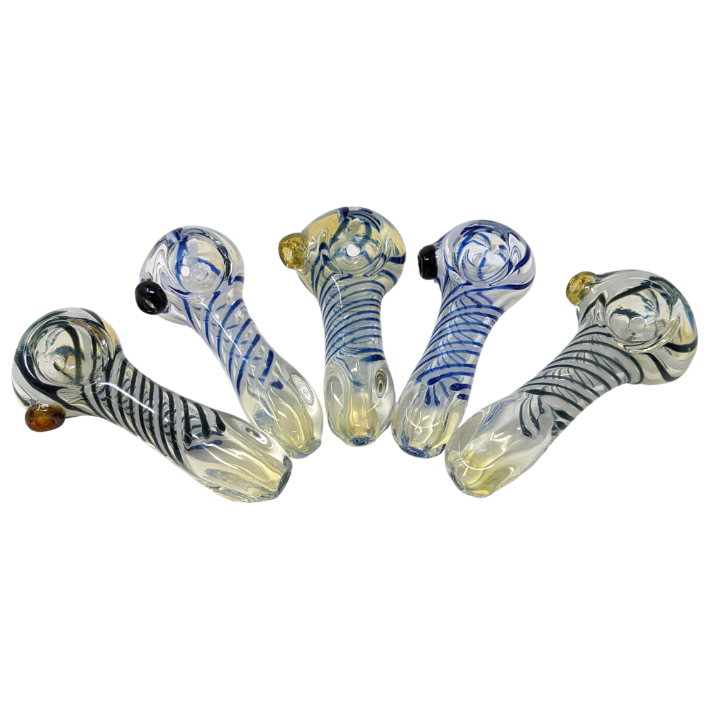 3" Silver Fumed Spiral Art Hand Pipe (Pack of 5) - [KP10]