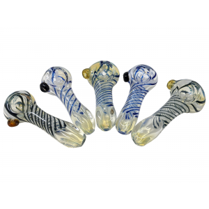 3" Silver Fumed Spiral Art Hand Pipe (Pack of 5) - [KP10]