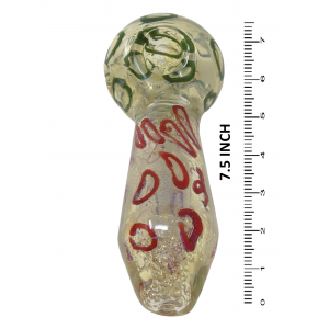 7.5" Silver Fumed Frit, Ring Art Jumbo Hand Pipe - [KP18]