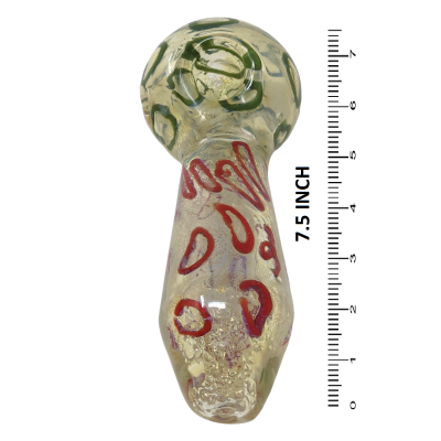 7.5" Silver Fumed Frit, Ring Art Jumbo Hand Pipe - [KP18]