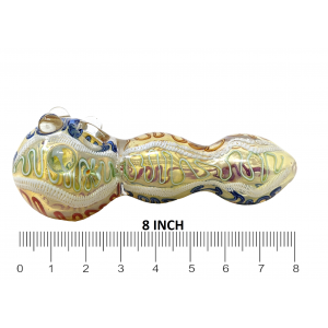 8" Twisted Line Design Marble Art Thick Hand Pipe - [KP20]