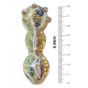 8" Twisted Line Design Marble Art Thick Hand Pipe - [KP20]