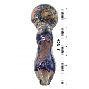 8" Gold Fumed Frit Art Heavy Hand Pipe - [KP21]