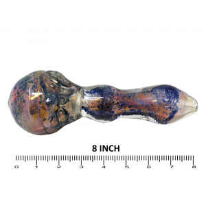 8" Gold Fumed Frit Art Heavy Hand Pipe - [KP21]