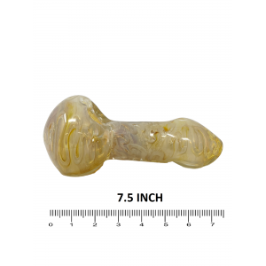 7.5" Gold & Silver Fumed Twisted Design Flat Mouth Hand Pipe - [KP25]